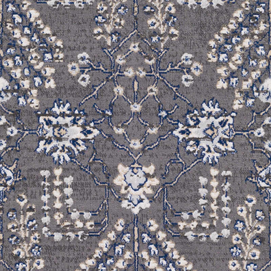 Sapinero Gray And Blue Traditional Floral Design Area Rug