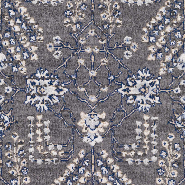Sapinero Gray And Blue Traditional Floral Design Area Rug