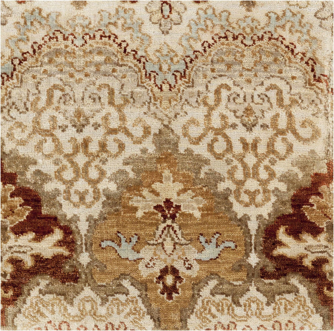 Saratoga Traditional Style Taupe & Camel Hand Knotted Wool Rug - The Rug Decor