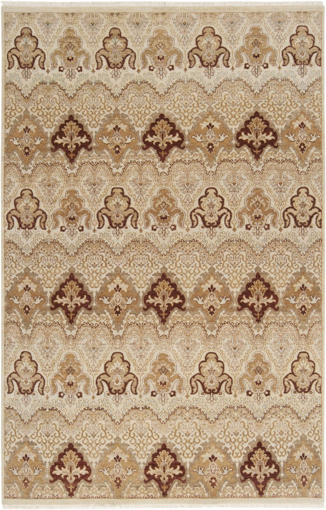 Saratoga Traditional Style Taupe & Camel Hand Knotted Wool Rug - The Rug Decor
