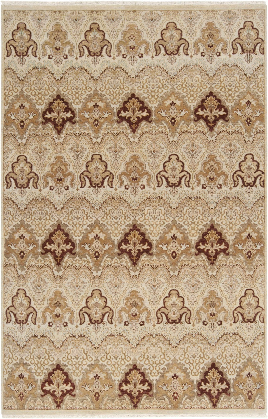 Saratoga Traditional Style Taupe & Camel Hand Knotted Wool Rug - The Rug Decor