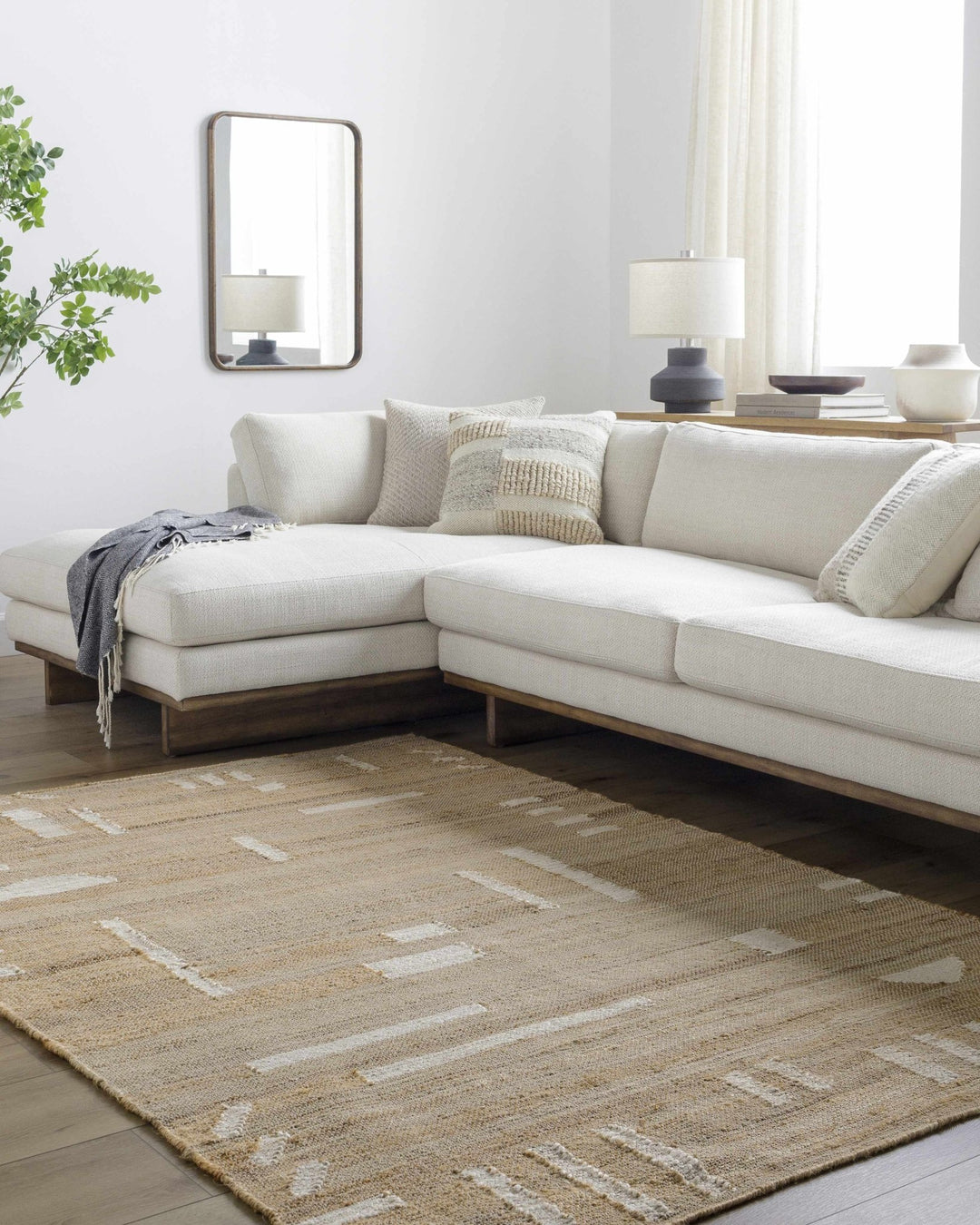 Sasha Contemporary Tan And Ivory Jute Rug - The Rug Decor