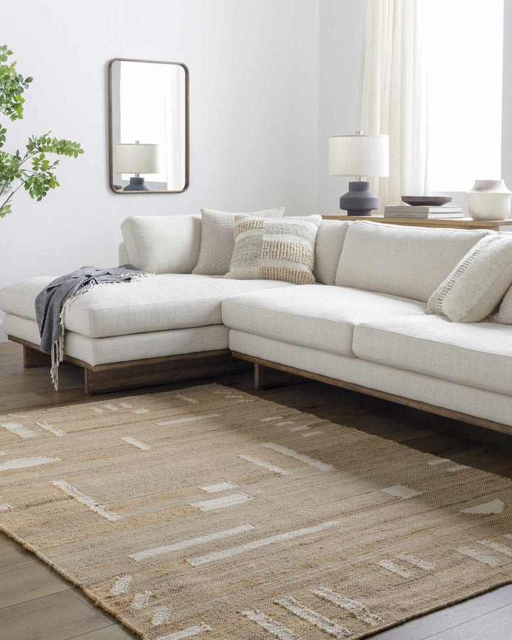 Sasha Contemporary Tan And Ivory Jute Rug - The Rug Decor