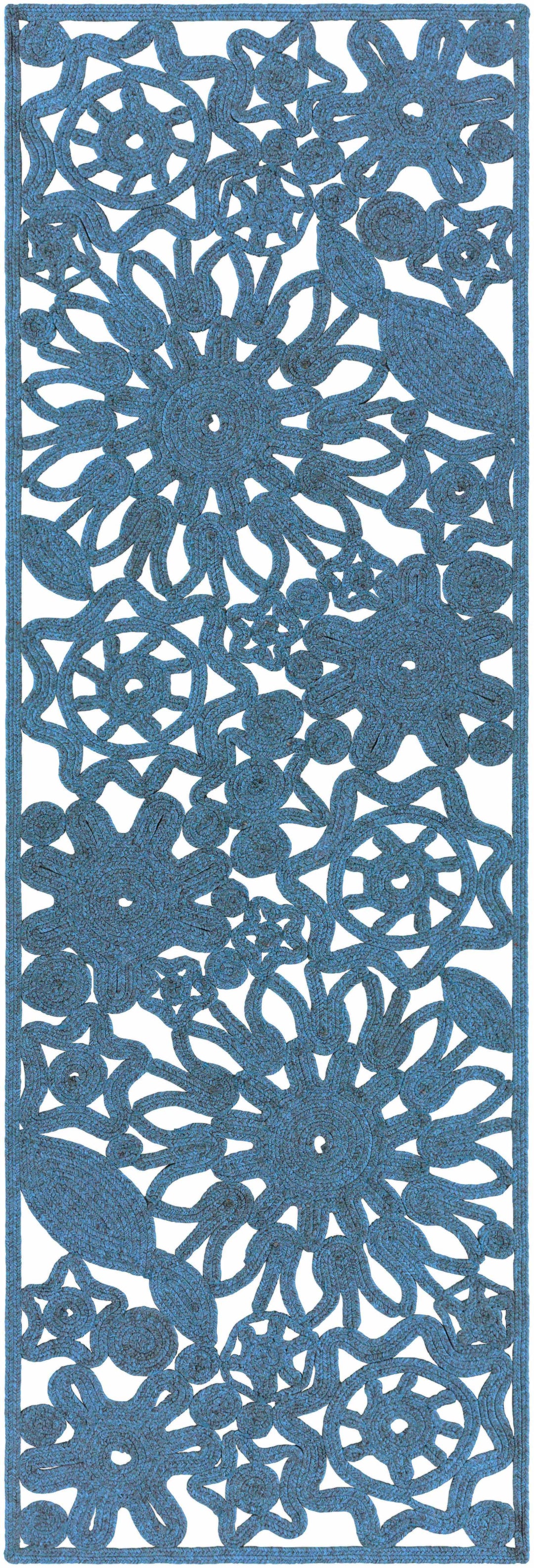 Sauquoit Blue Modern Style Hand Woven Outdoor Area Rug