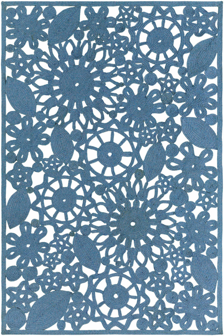 Sauquoit Blue Modern Style Hand Woven Outdoor Area Rug