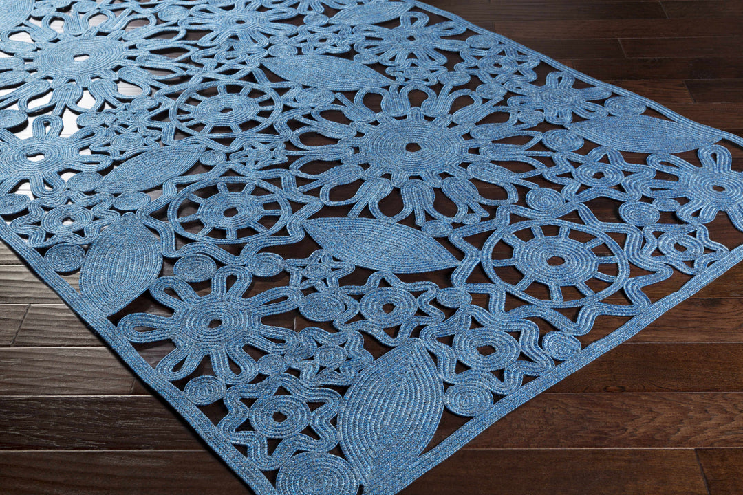 Sauquoit Blue Modern Style Hand Woven Outdoor Area Rug