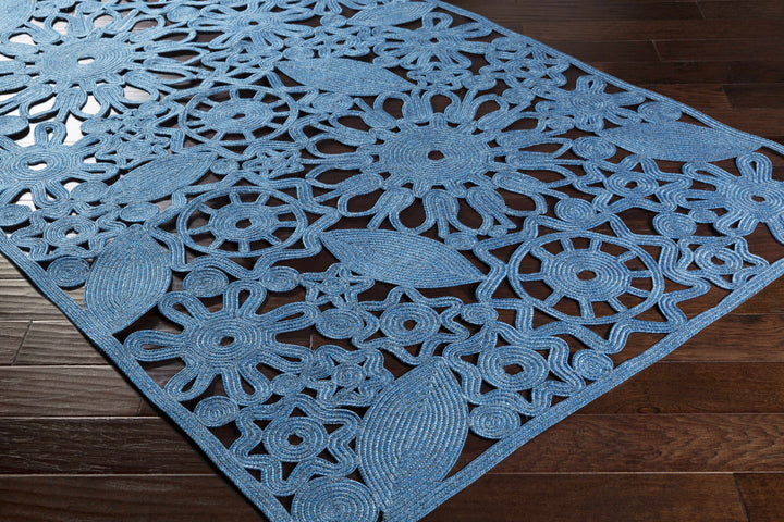 Sauquoit Blue Modern Style Hand Woven Outdoor Area Rug