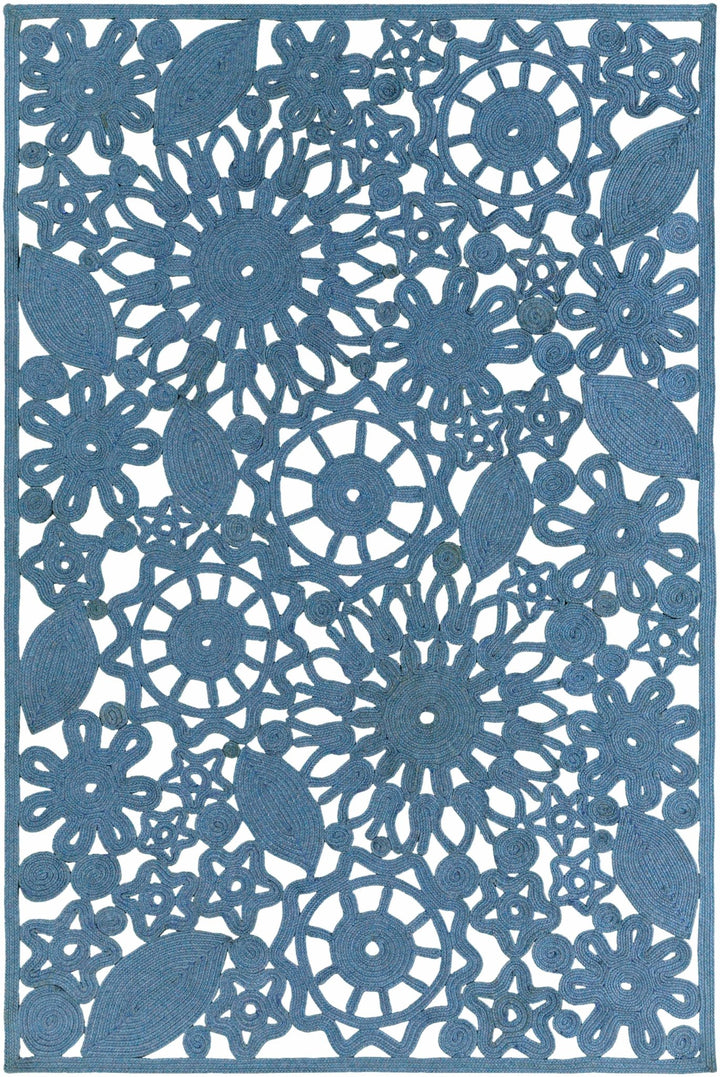Sauquoit Blue Modern Style Hand Woven Outdoor Area Rug - The Rug Decor
