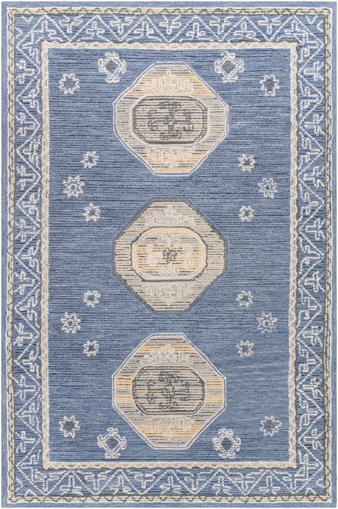 Arwan Traditional Style Beige And Blue Hand Tufted Wool Area Rug