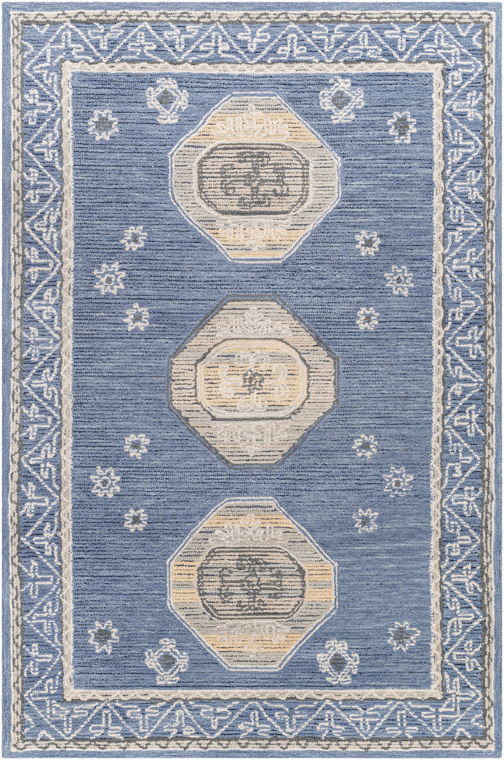 Arwan Traditional Style Beige And Blue Hand Tufted Wool Area Rug