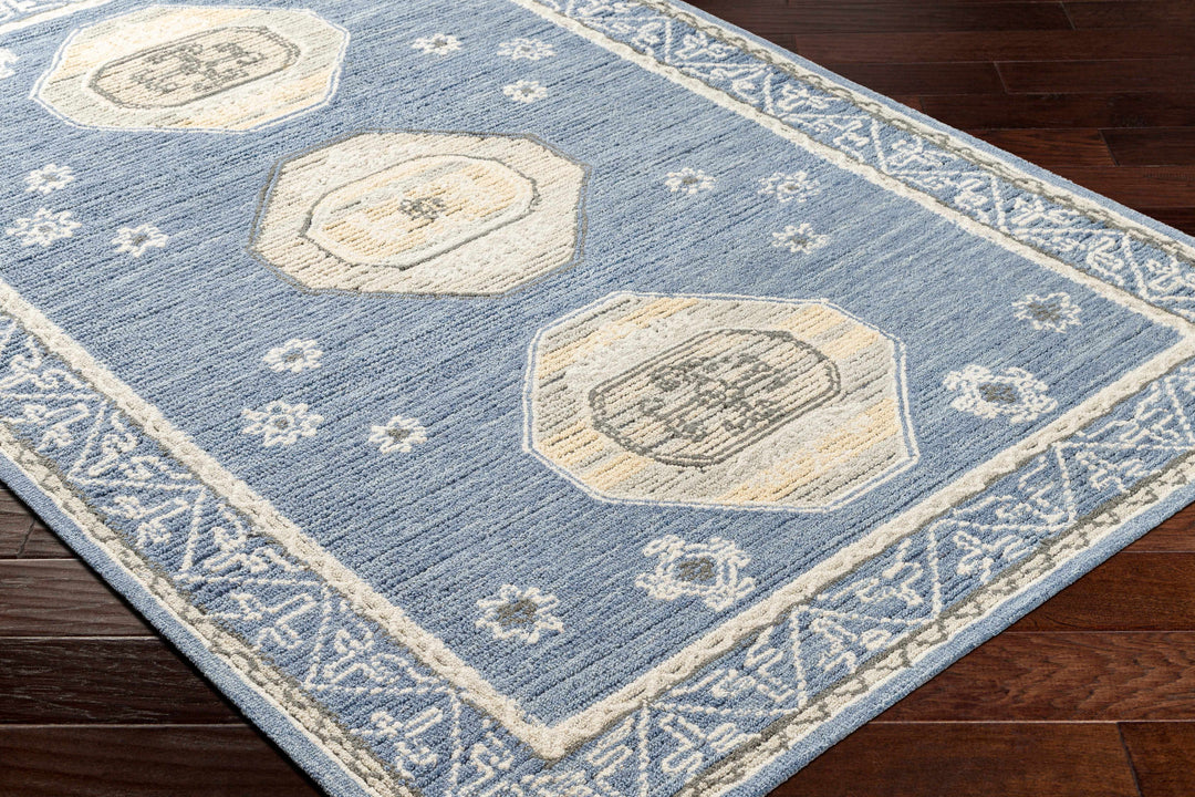 Arwan Traditional Style Beige And Blue Hand Tufted Wool Area Rug
