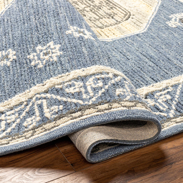 Arwan Traditional Style Beige And Blue Hand Tufted Wool Area Rug