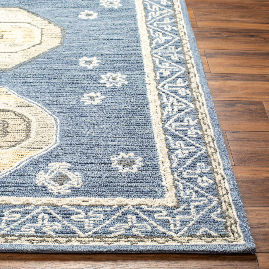 Arwan Traditional Style Beige And Blue Hand Tufted Wool Area Rug