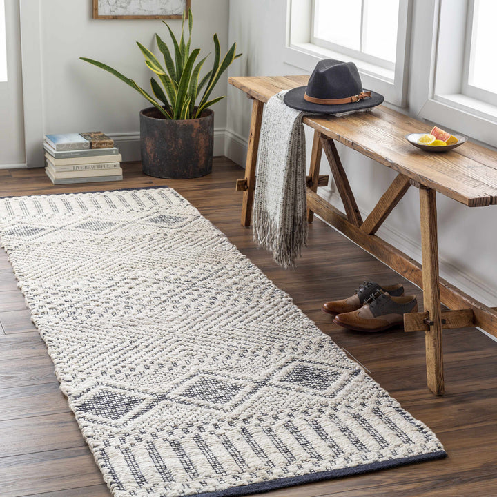 Canturay Ivory And Black Modern Geometrical Design Hand Woven Area Rug