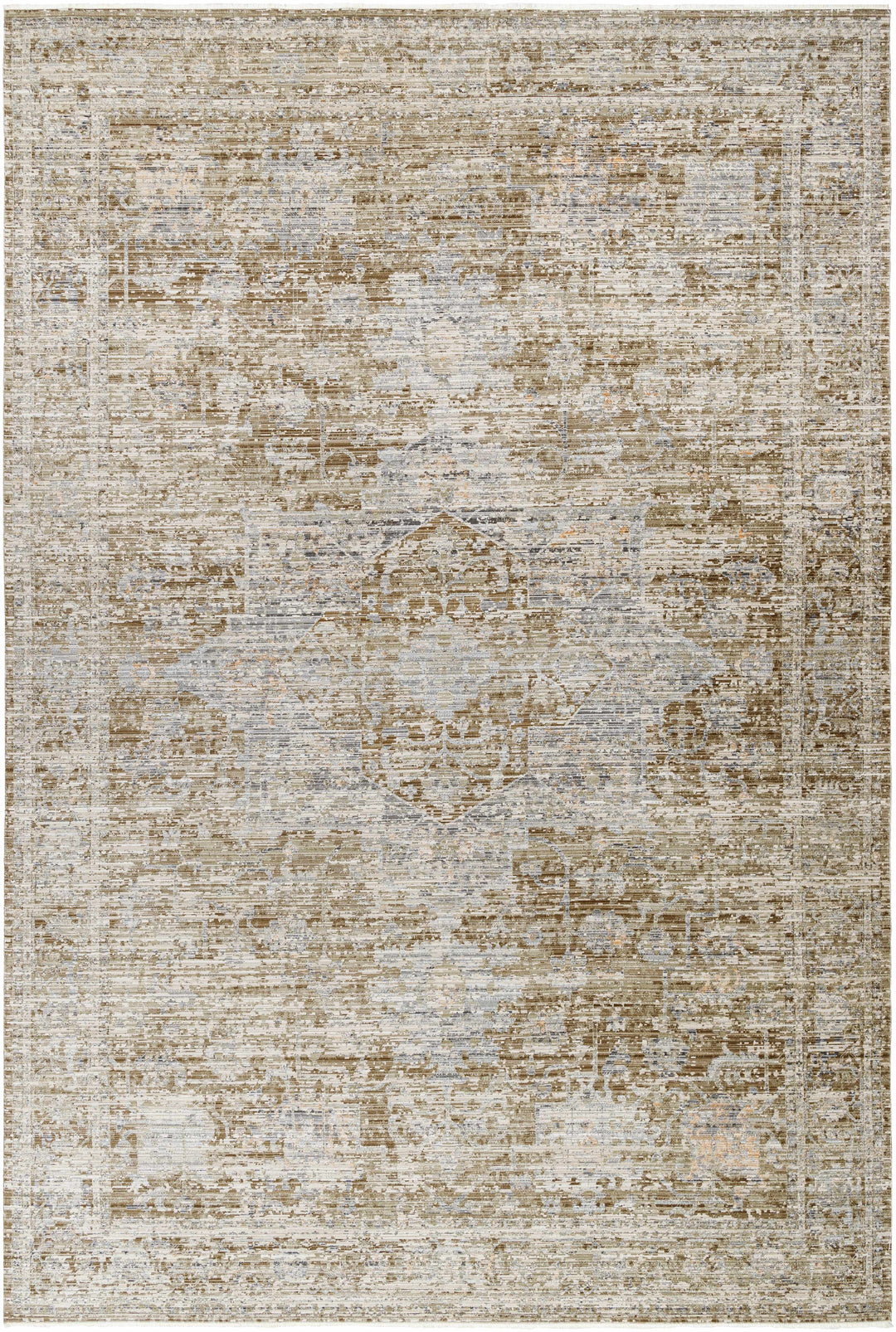 Mikio Traditional Brown And Gray Washable Area Rug