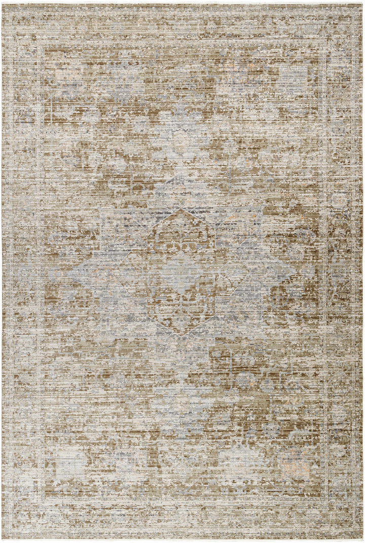 Mikio Traditional Brown And Gray Washable Area Rug