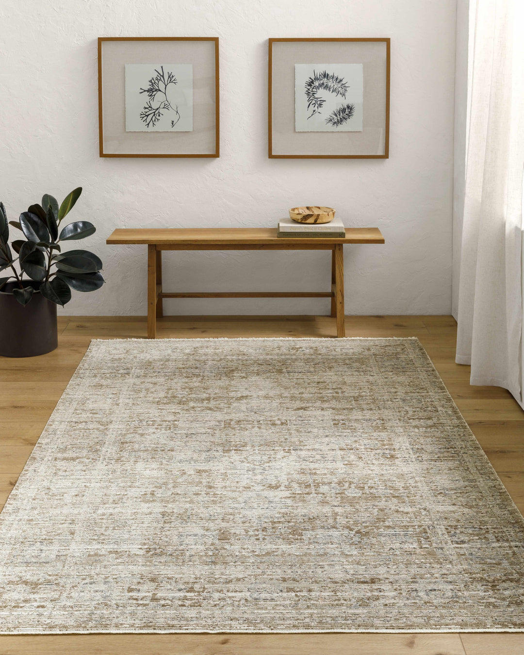Mikio Traditional Brown And Gray Washable Area Rug