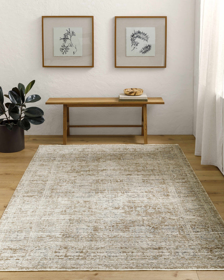 Mikio Traditional Brown And Gray Washable Area Rug