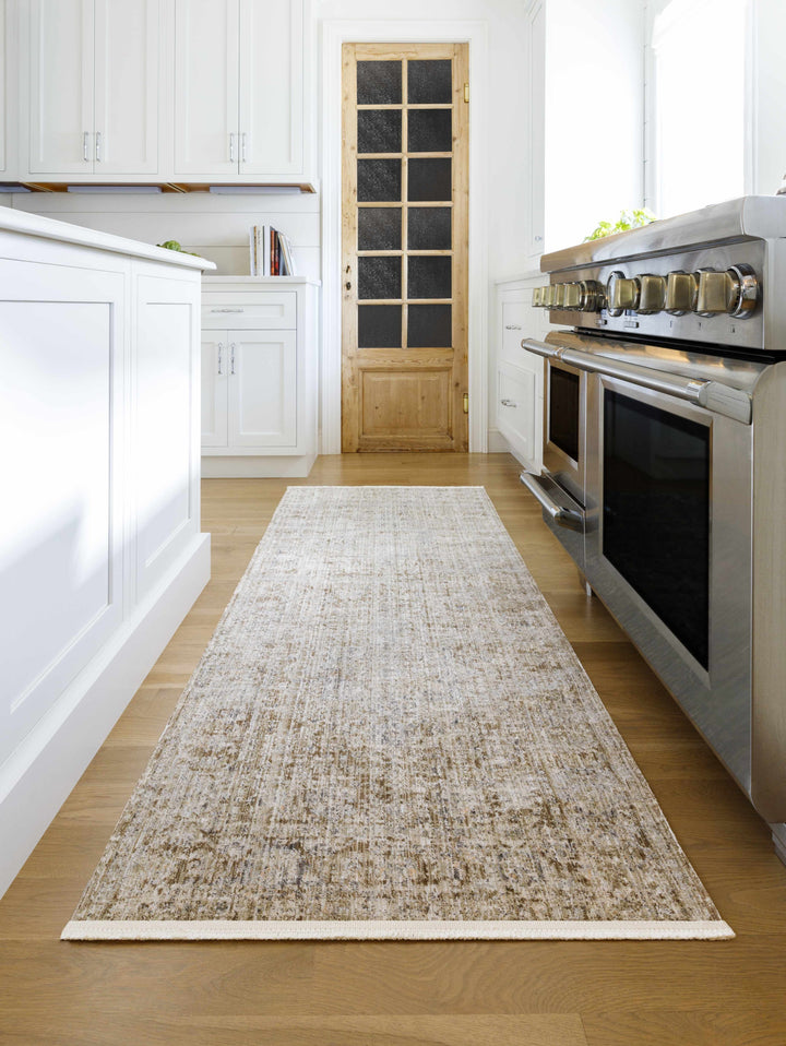 Mikio Traditional Brown And Gray Washable Area Rug