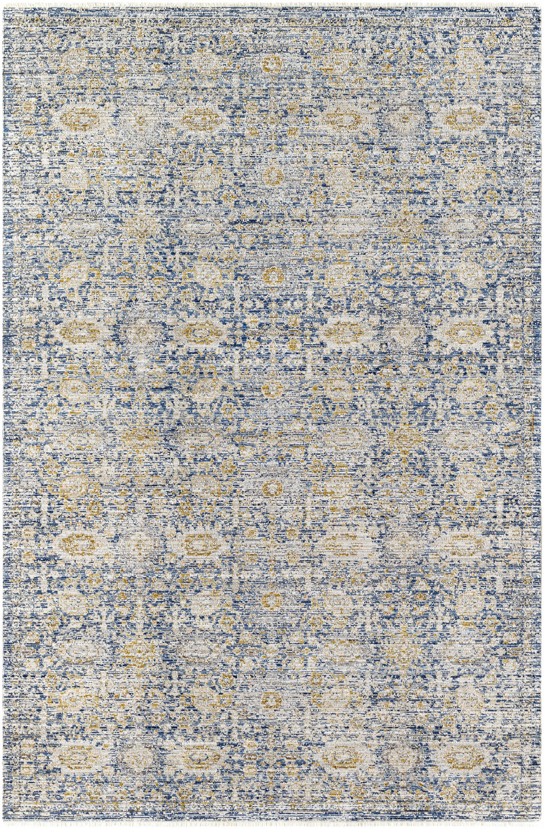Nakos Traditional Blue And Gold Washable Area Rug