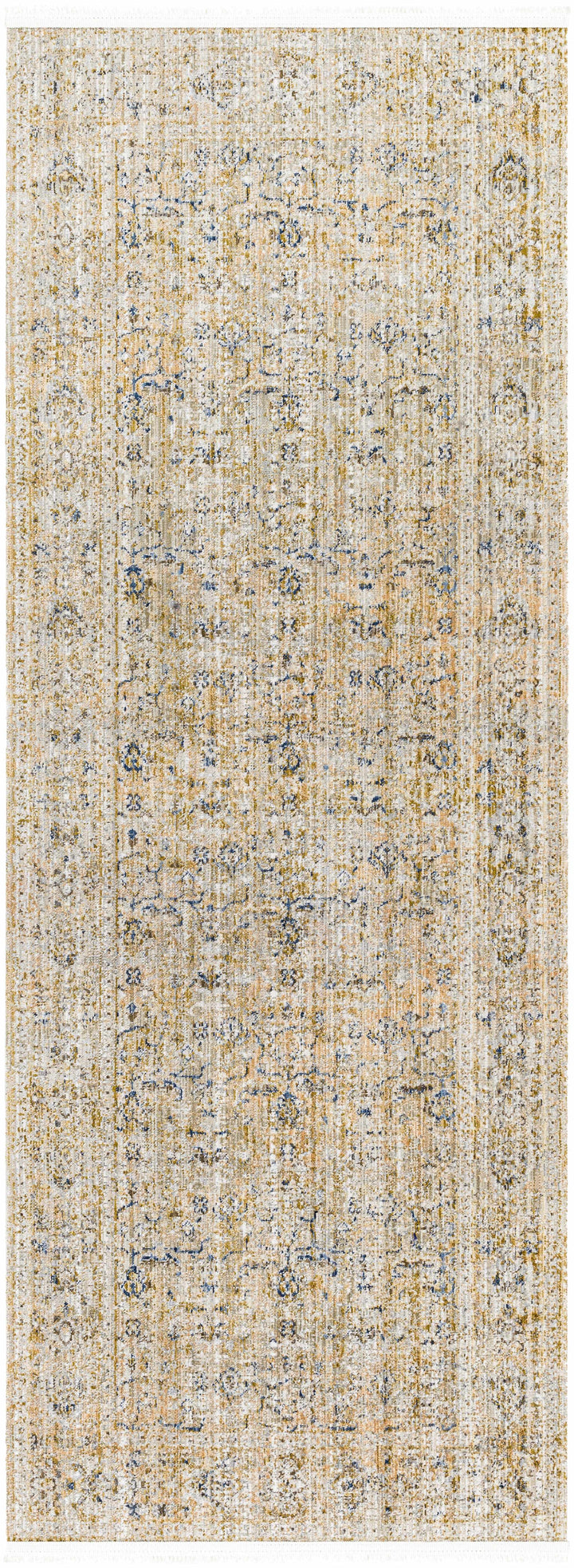 Noura Traditional Style Beige And Blue Washable Area Rug