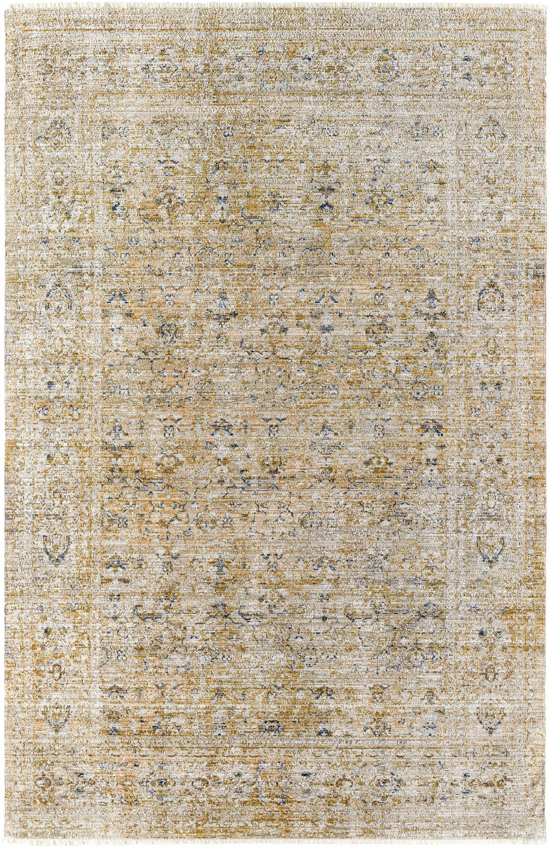 Noura Traditional Style Beige And Blue Washable Area Rug