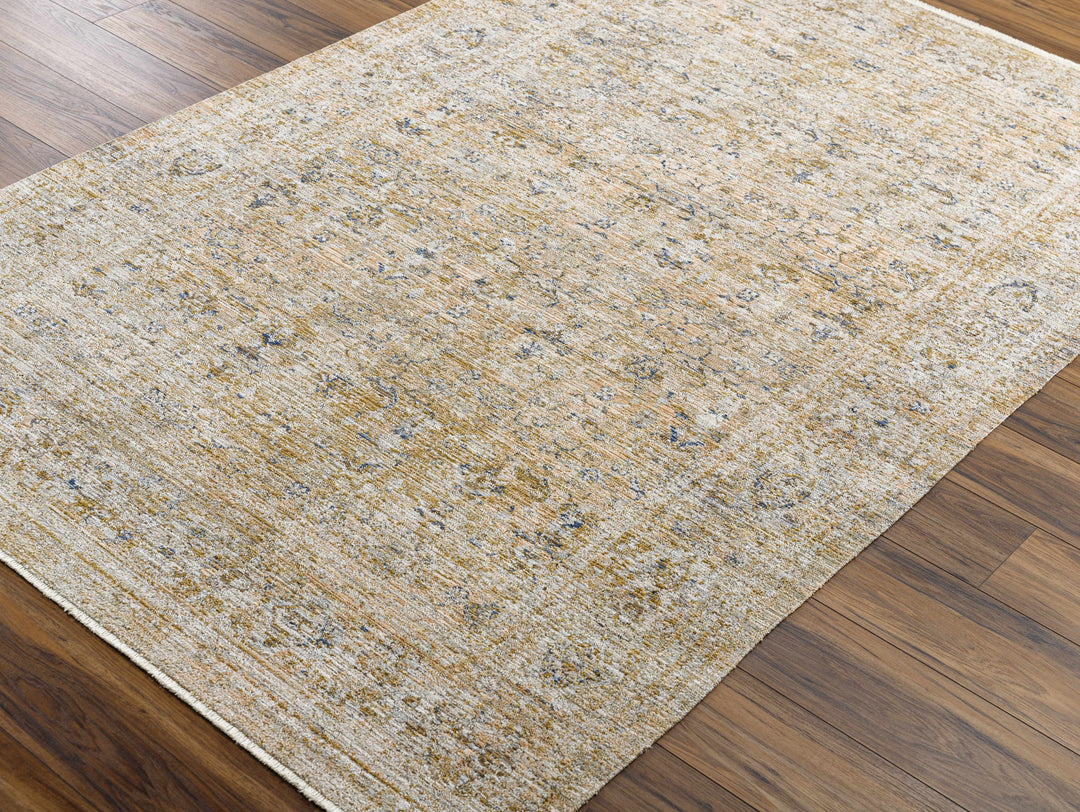 Noura Traditional Style Beige And Blue Washable Area Rug