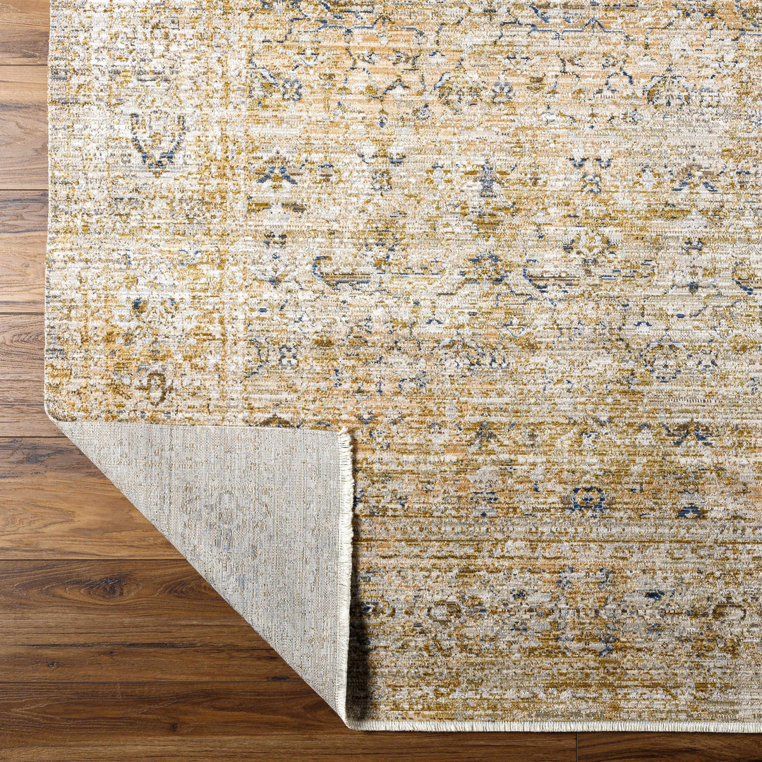 Noura Traditional Style Beige And Blue Washable Area Rug