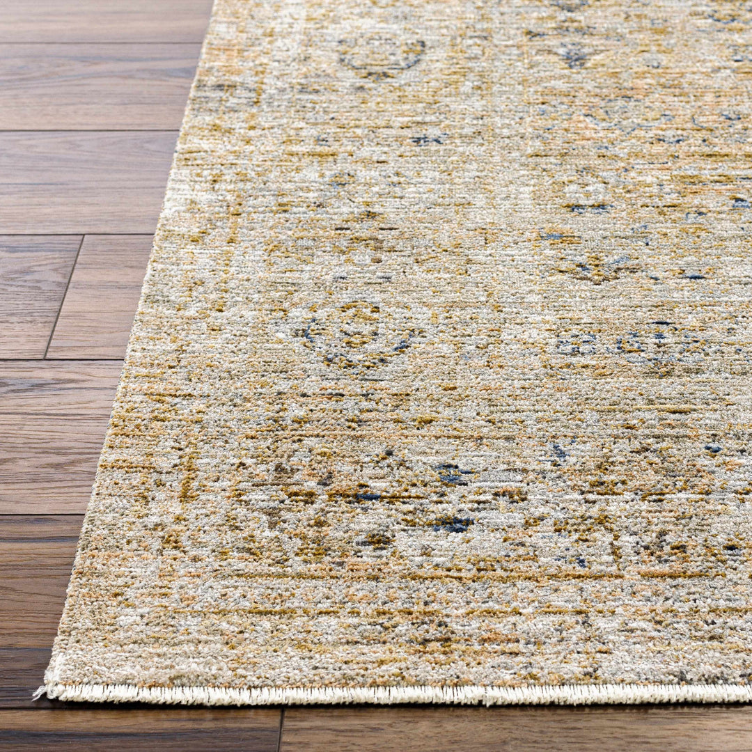 Noura Traditional Style Beige And Blue Washable Area Rug