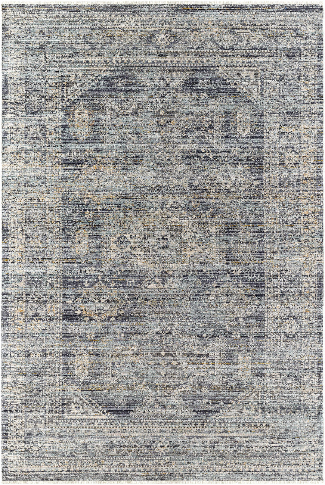 Perga Traditional Style Blue And Gray Washable Area Rug