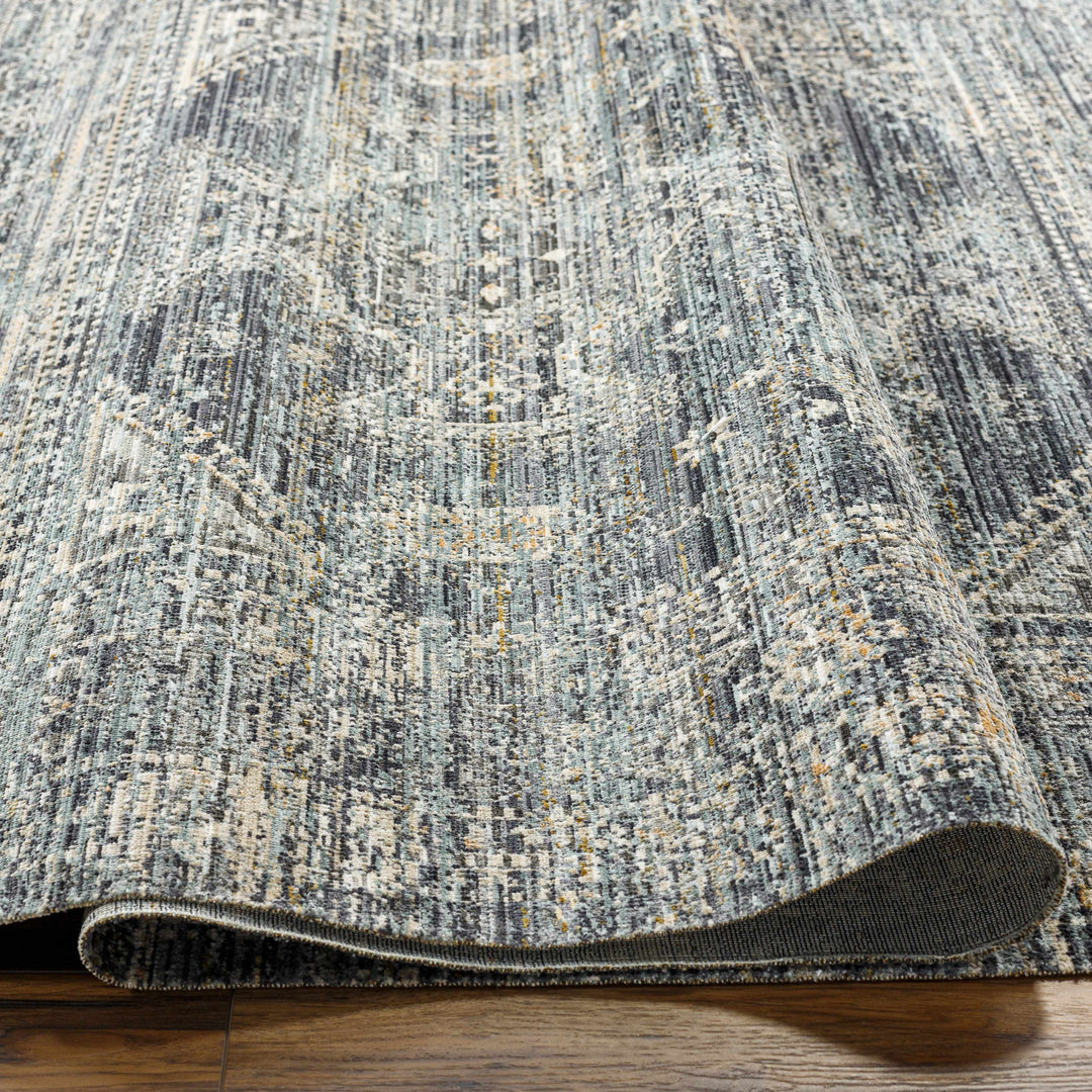 Perga Traditional Style Blue And Gray Washable Area Rug