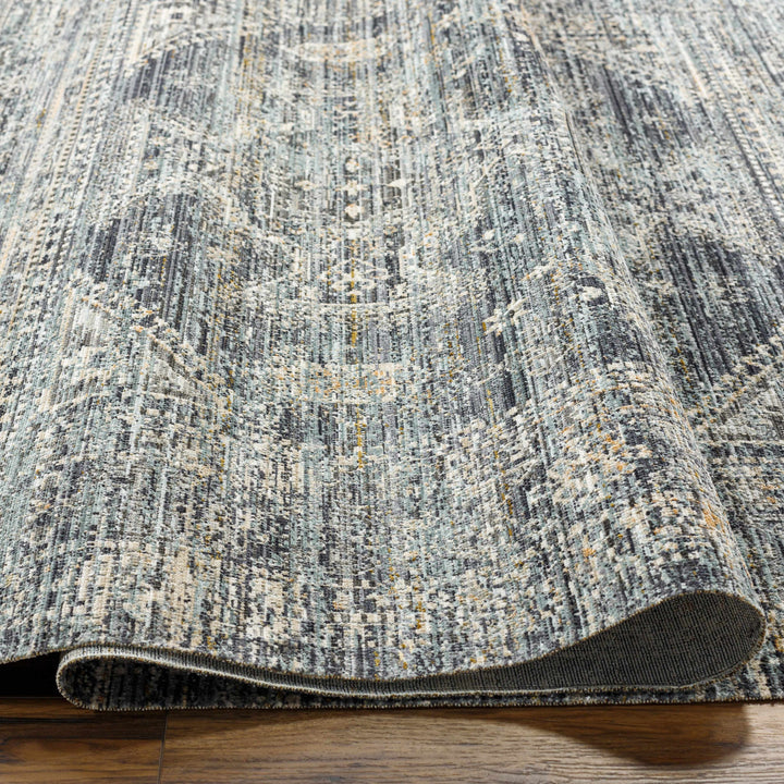 Perga Traditional Style Blue And Gray Washable Area Rug