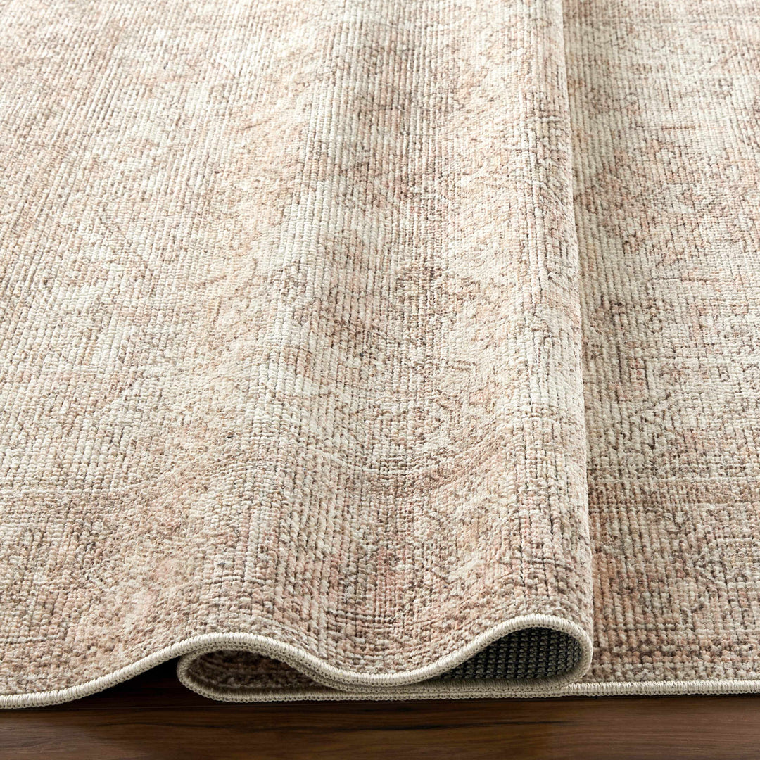 Ginny Traditional Beige And Tan Machine Woven Rug