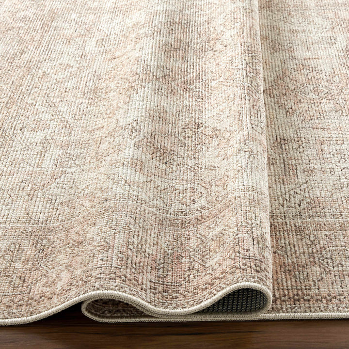 Ginny Traditional Beige And Tan Machine Woven Rug
