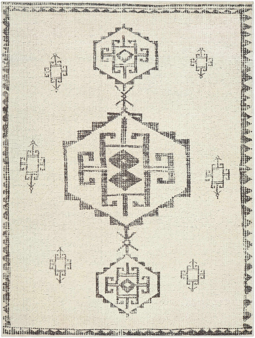 Fatin Traditional Tribal Beige And Gray Area Rug