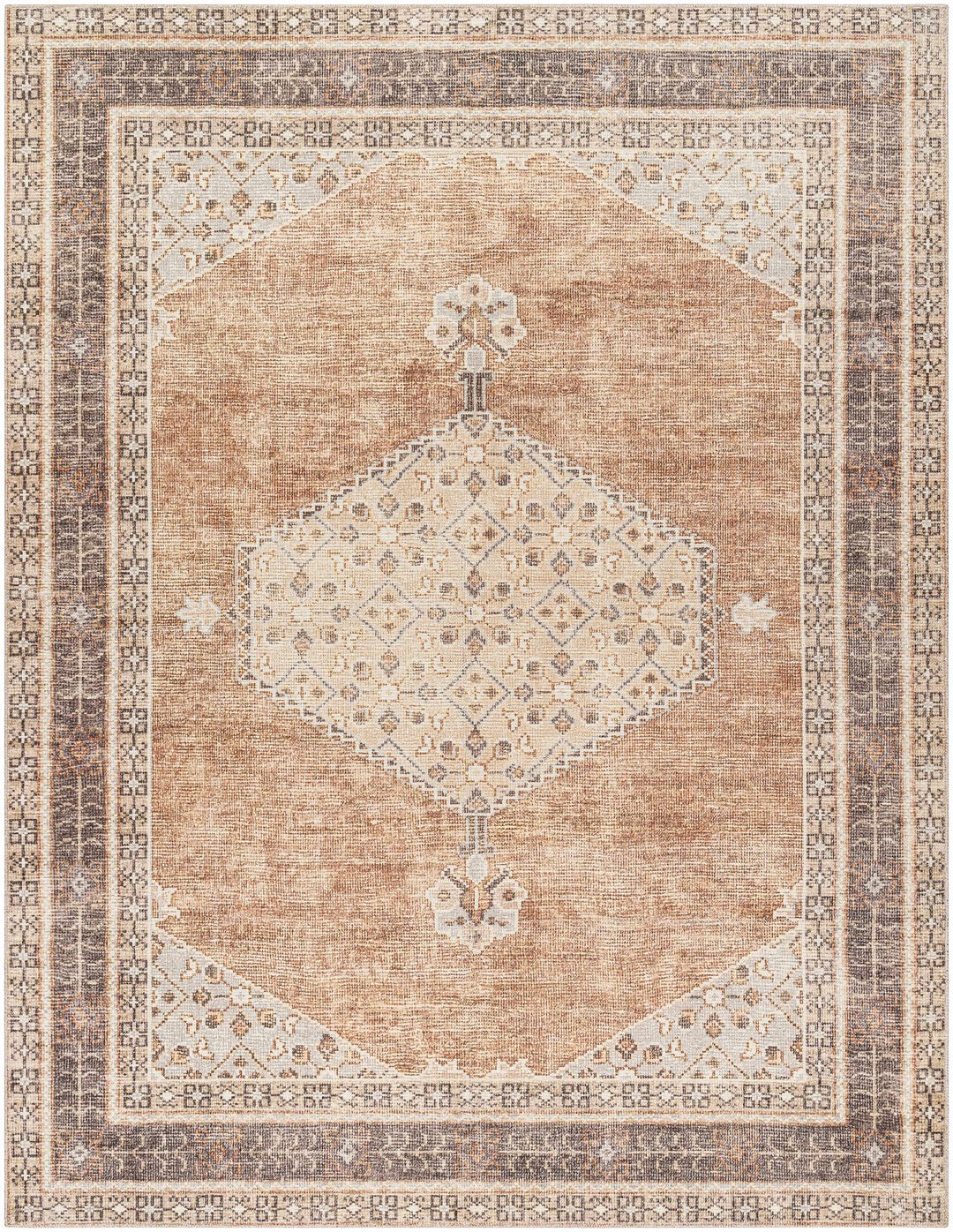 Haide Traditional Brown Machine Woven Rug