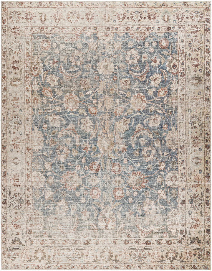 Keona Traditional Blue And Beige Machine Woven Area Rug