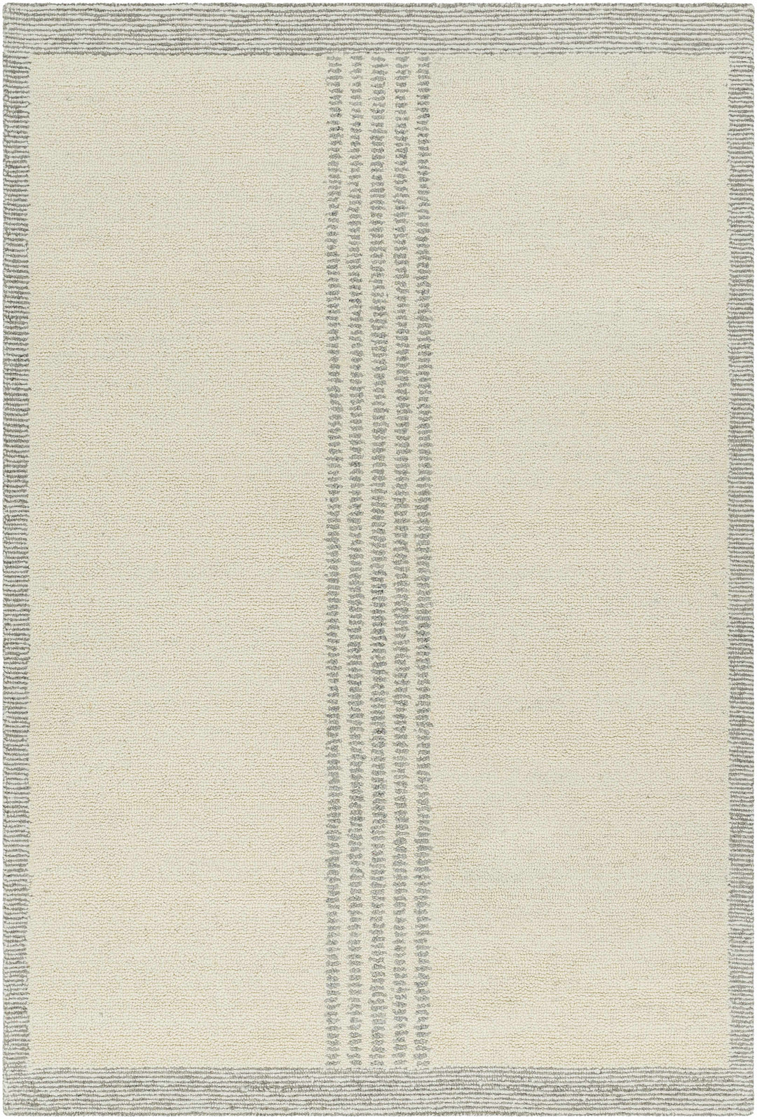 Ande Modern Stripe Pattern Beige Hand Tufted Wool Area Rug