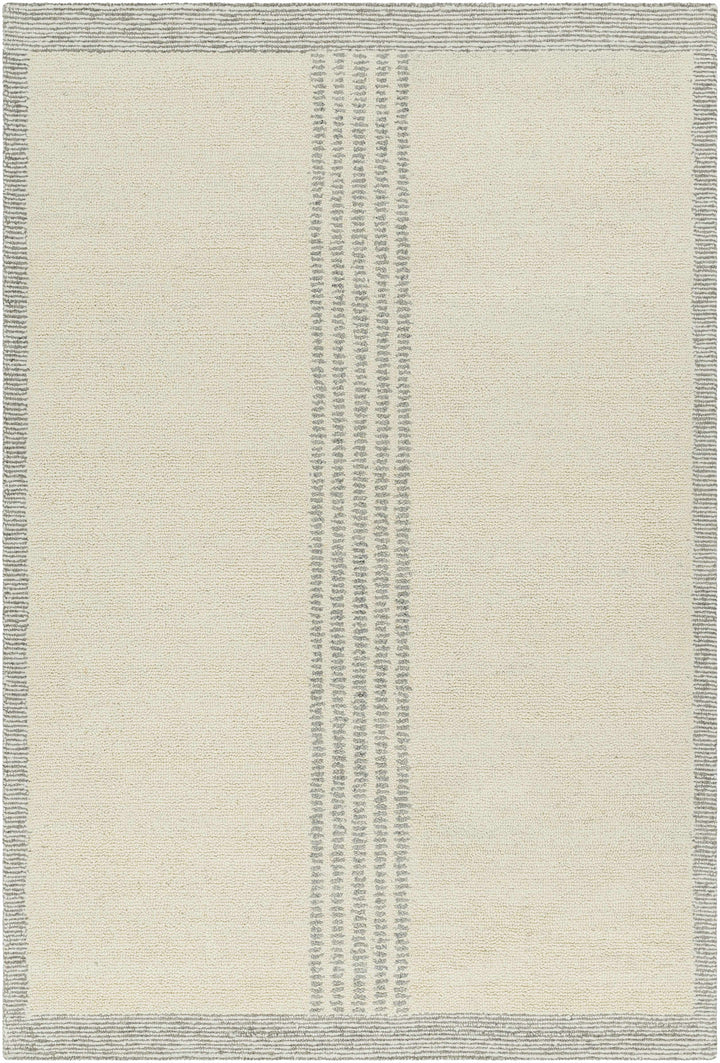 Ande Modern Stripe Pattern Beige Hand Tufted Wool Area Rug