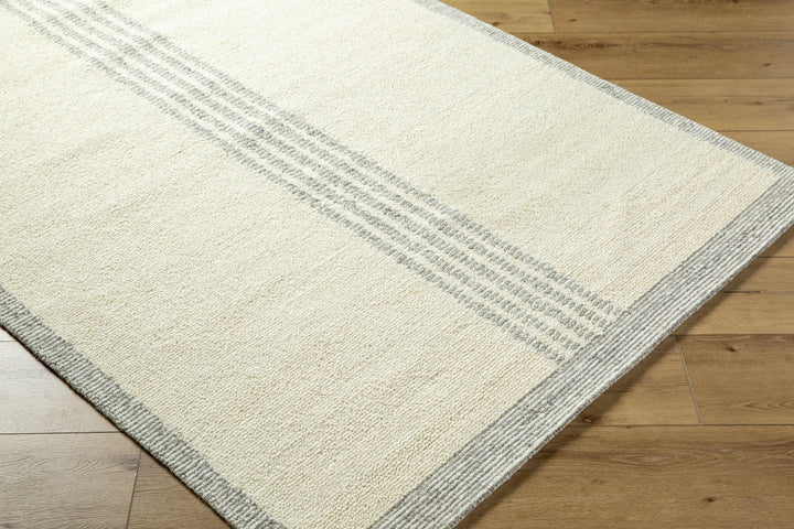 Ande Modern Stripe Pattern Beige Hand Tufted Wool Area Rug