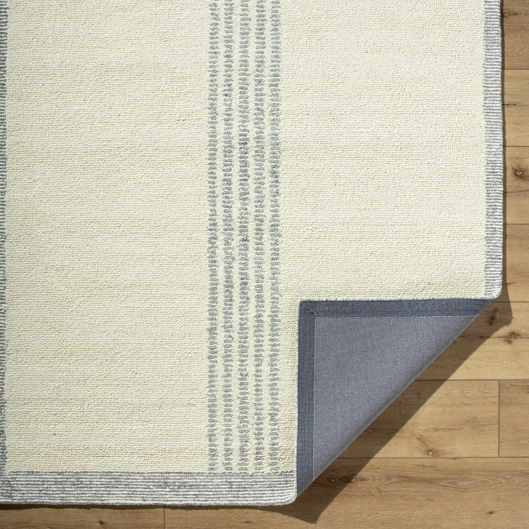 Ande Modern Stripe Pattern Beige Hand Tufted Wool Area Rug