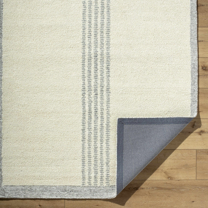 Ande Modern Stripe Pattern Beige Hand Tufted Wool Area Rug