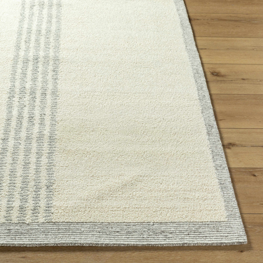 Ande Modern Stripe Pattern Beige Hand Tufted Wool Area Rug