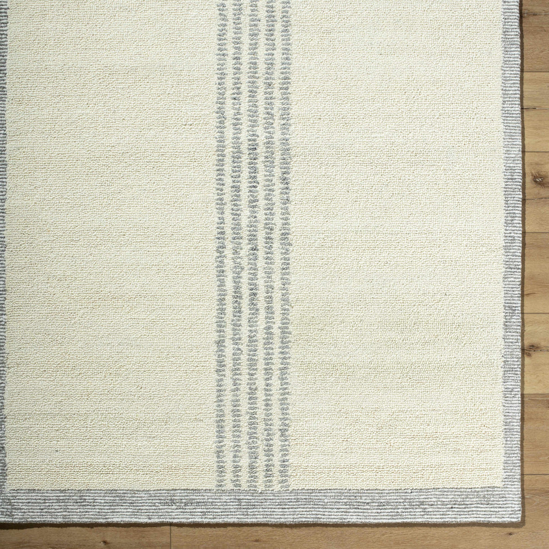 Ande Modern Stripe Pattern Beige Hand Tufted Wool Area Rug