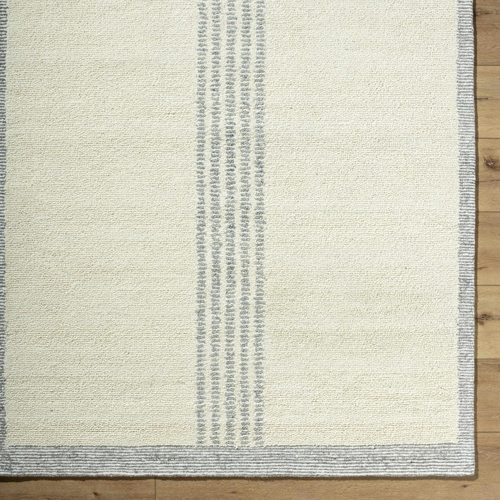 Ande Modern Stripe Pattern Beige Hand Tufted Wool Area Rug
