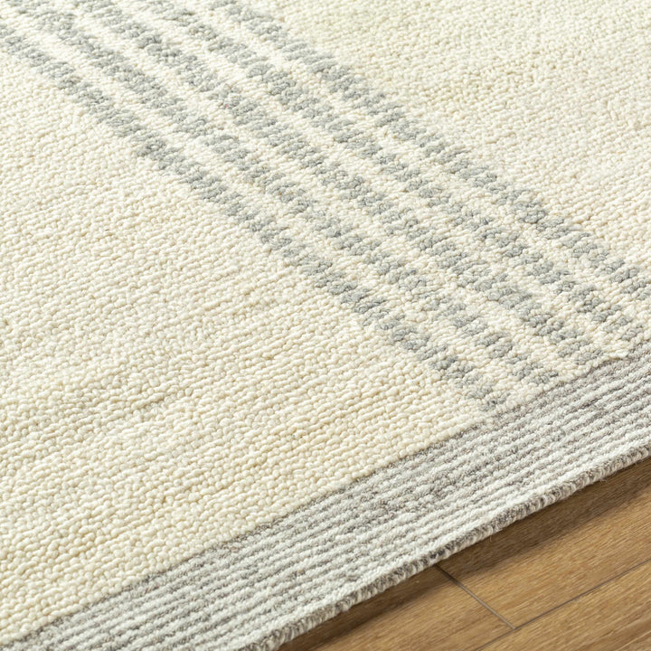 Ande Modern Stripe Pattern Beige Hand Tufted Wool Area Rug