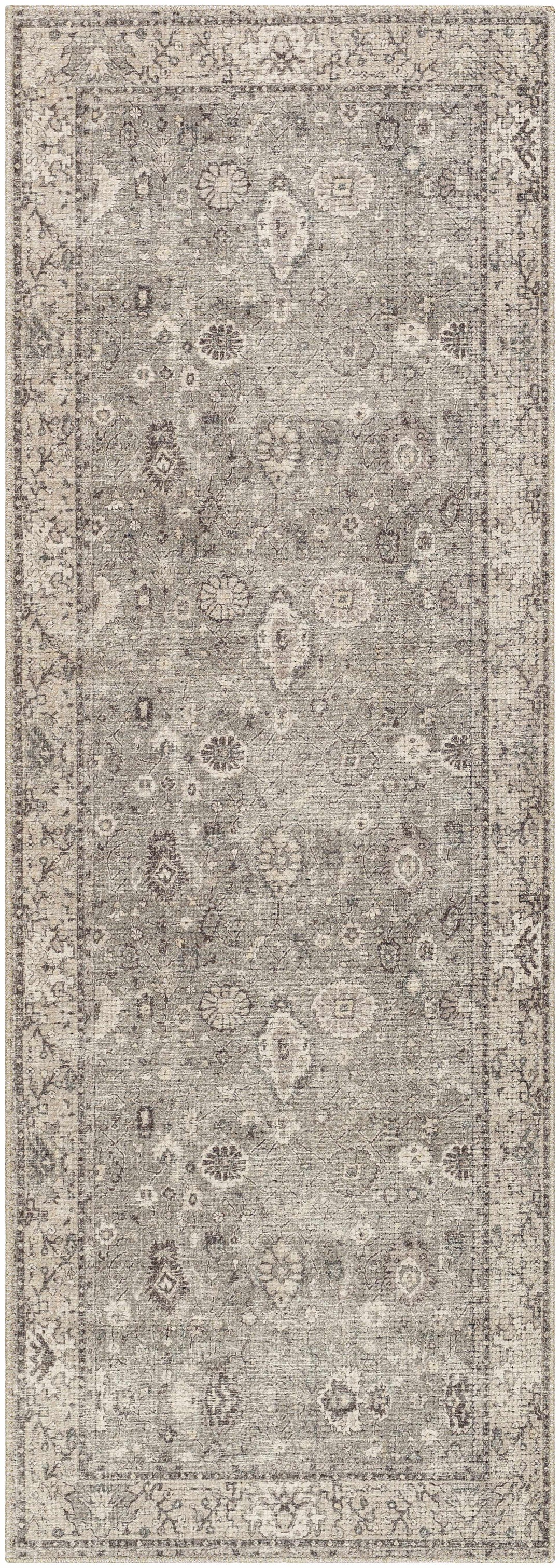 Yvon Traditional Gray Oushak Machine Woven Rug
