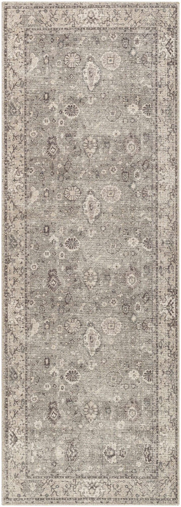 Yvon Traditional Gray Oushak Machine Woven Rug