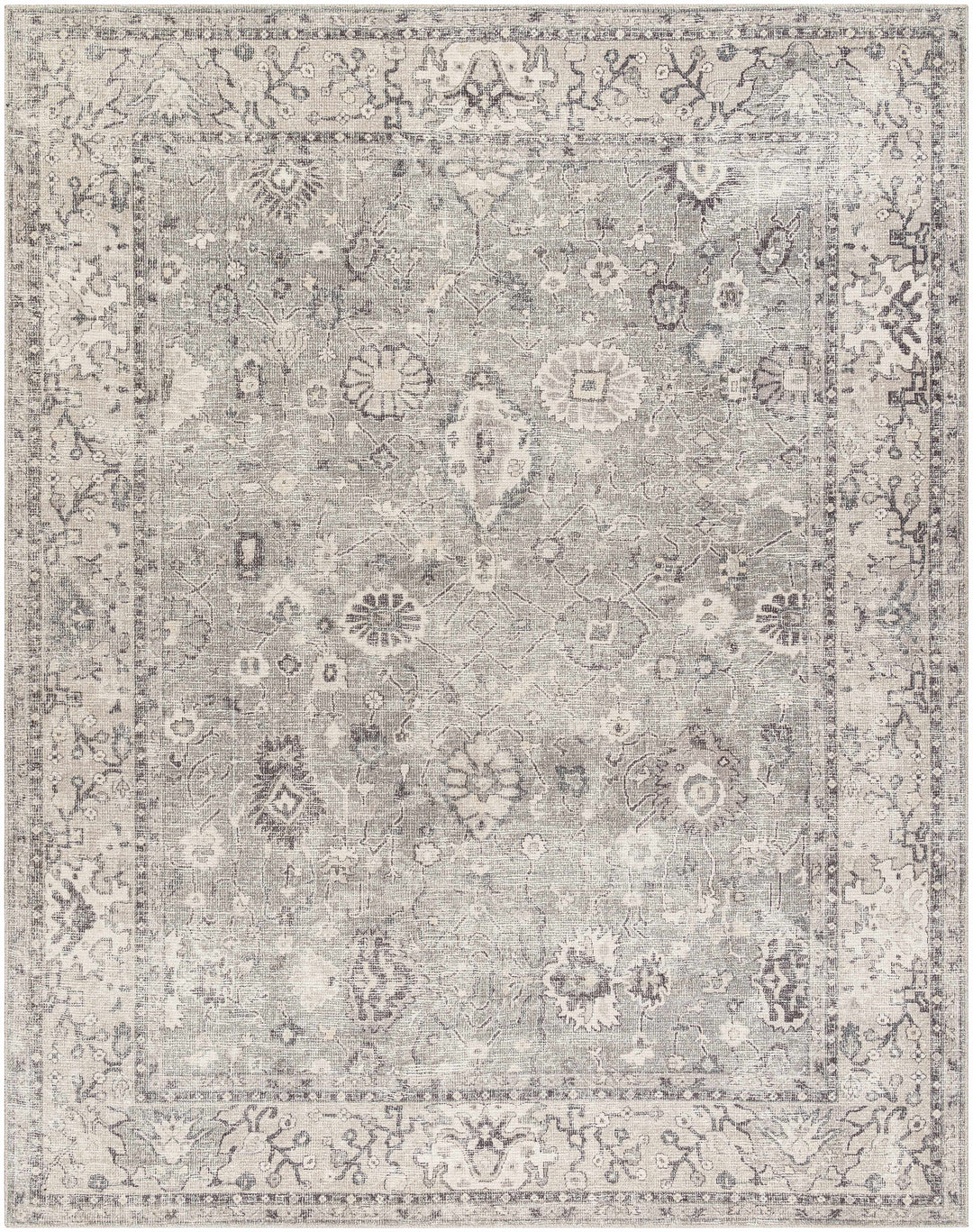 Yvon Traditional Gray Oushak Machine Woven Rug