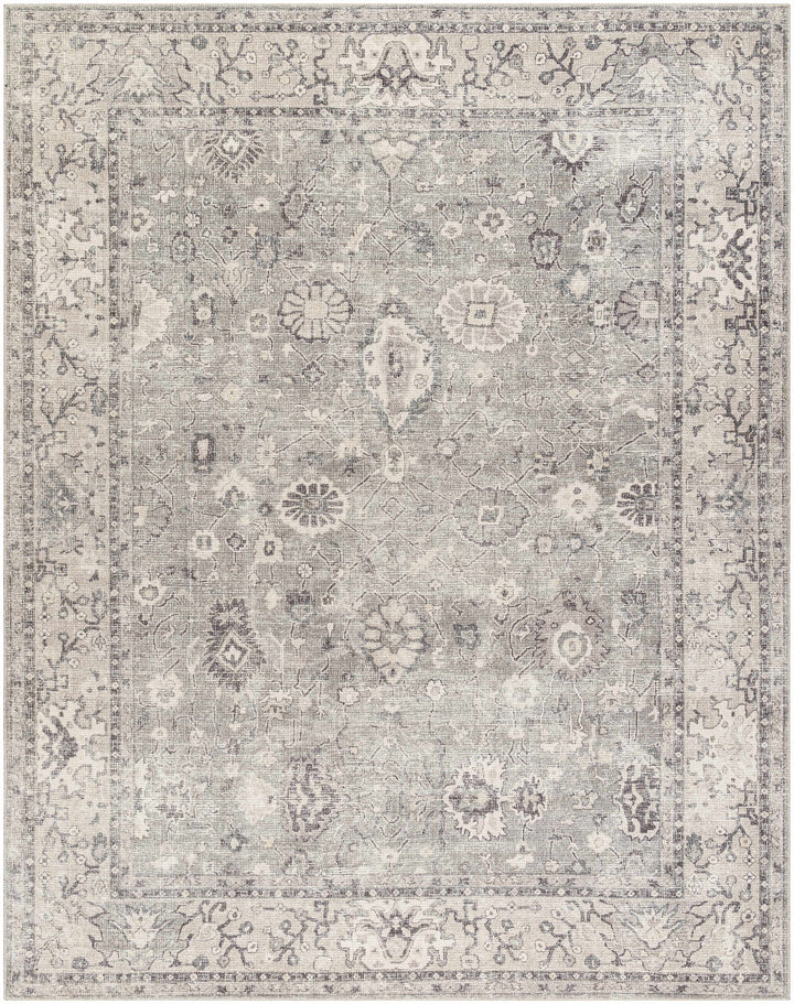 Yvon Traditional Gray Oushak Machine Woven Rug